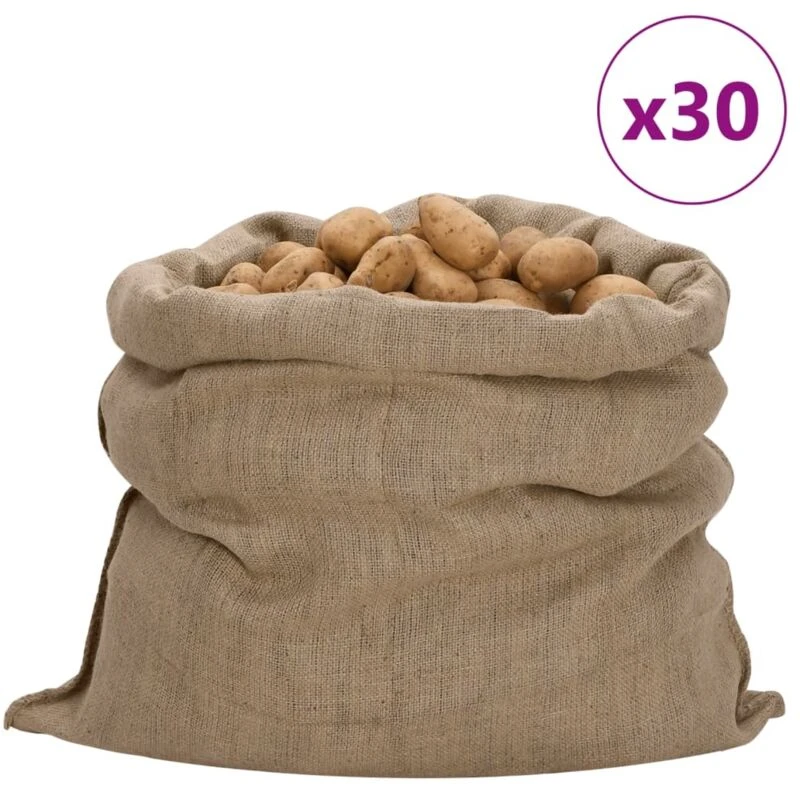 Image of Vidaxl Jute Sacks 30 Pcs 100X110 Cm 100% Jute 340 Gsm, Brown 155810