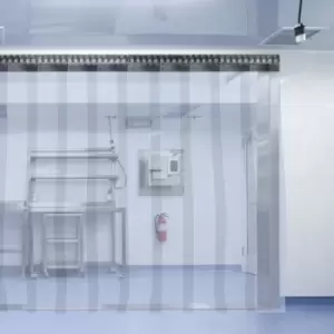 Image of VEVOR PVC Strip Curtain 1.5x2.25 M 6 Strips Vinyl Door Strips 6 Strips Vinyl Strip Door Curtain with 5.4cm Overlap Vinyl Curtain 3mm Thickness, Door C