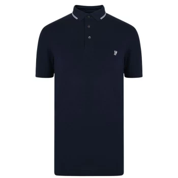 Image of French Connection Logo Tipping Polo Shirt - Blue