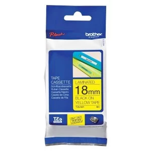 Image of Brother P-touch TZe-641 18mm x 8m Black on Yellow Laminated Labelling Tape