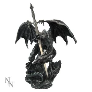 Image of Black Dragon With Sword Letter Opener