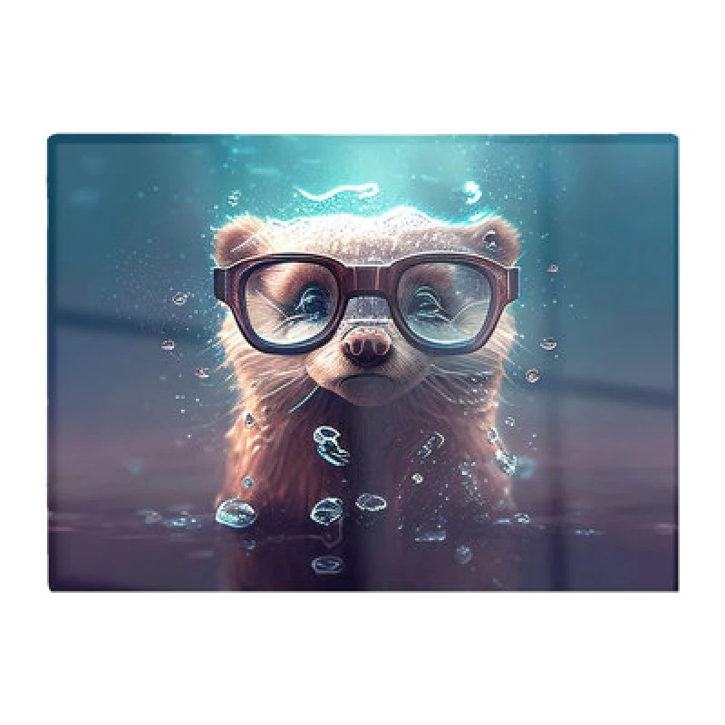 Image of Warren Reed Designer Ferret With Glasses Splashart Water Glass Chopping Board