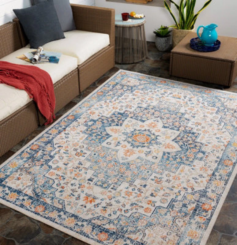 Image of Livabliss In- & Outdoor Oriental Boho Selma Area Rug in Navy Size: 120cm x 170cm Navy Unisex 120cm x 170 cm