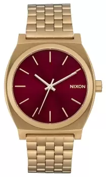 Image of Nixon A045-5098-00 Time Teller Gold-Tone Oxblood Sunray Dial Watch