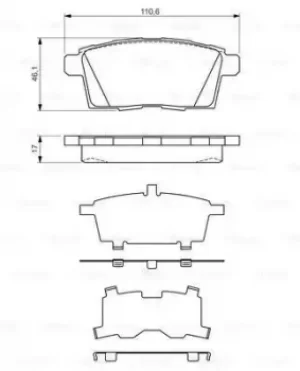 Image of Bosch 0986494376 BP1284 Brake Pad Set Disc Brake Rear Axle
