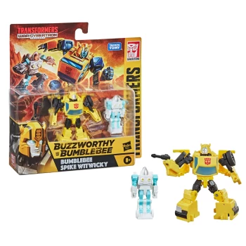 Image of Hasbro Transformers Buzzworthy Bumblebee War for Cybertron Core Bumblebee & Spike Witwicky 2-Pack