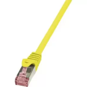 Image of LogiLink CQ2037S RJ45 Network cable, patch cable CAT 6 S/FTP 1m Yellow Flame-retardant, incl. detent