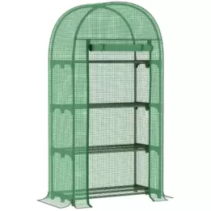 Image of Outsunny 80 X 49 X 160Cm Mini Greenhouse Portable Green House With Storage Shelf - Green