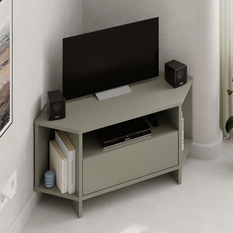 Image of Decortie Viva' Modern Corner TV Unit for 34" TVs in Green Size: 1 Pack Green Unisex 1 Pack