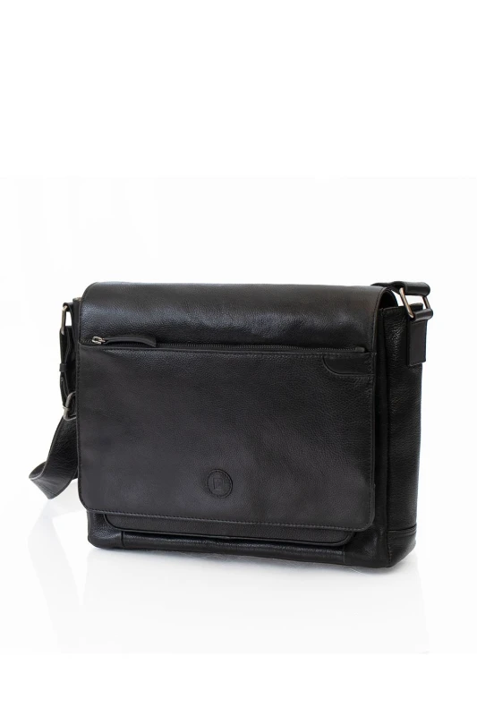 Image of PRIMEHIDE 'Orion' Leather Mens Messenger Bag Black