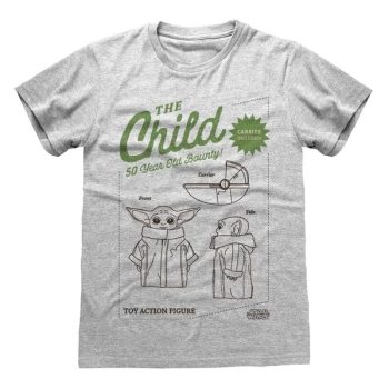 Image of Mandalorian - Toy Action Figure Unisex Large T-Shirt - Grey