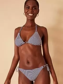 Image of Accessorize Ring Detail Stripe Bikini Bottoms - Navy, Size 12, Women