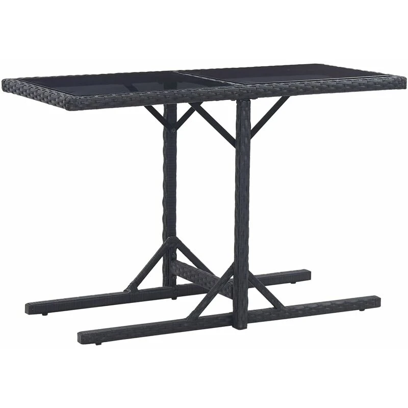 Image of VIDAXL Garden Table Black 110x53x72cm Glass and Poly Rattan Vidaxl 8719883755380