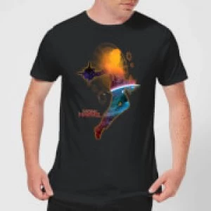 Image of Captain Marvel Nebula Flight Mens T-Shirt - Black