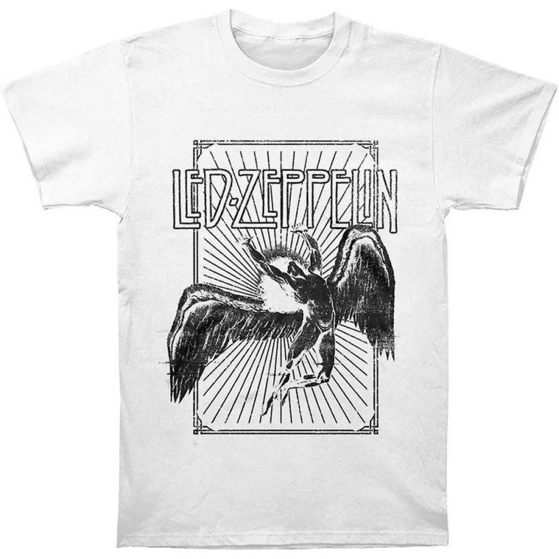 Image of Led Zeppelin Mens Icarus Burst T-Shirt in White Size: Large White Male L