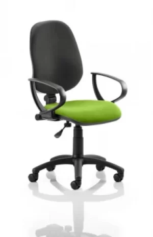 Image of Eclipse I Lever Task Operator Chair Black Back Bespoke Seat With Loop Arms In Lime