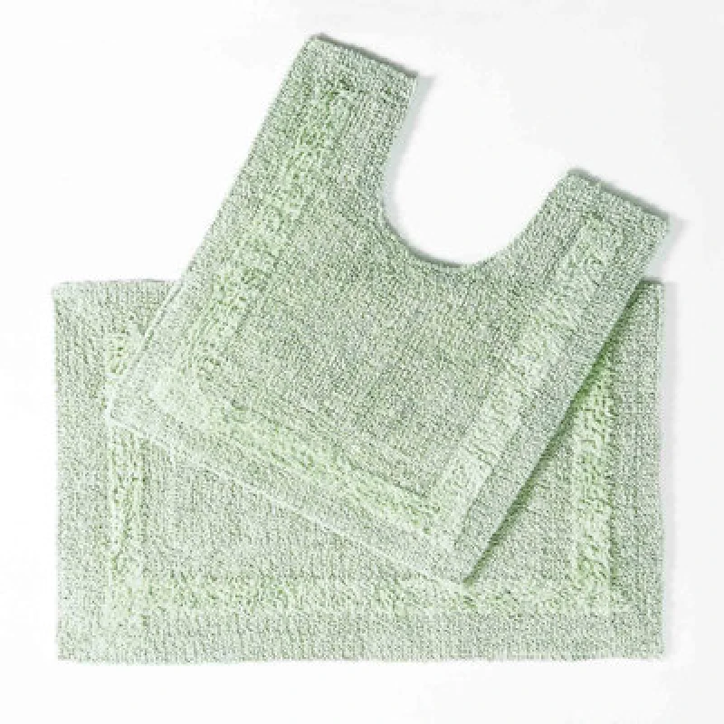 Image of Homescapes Luxury Reversible Bath Mat Set Pale Green