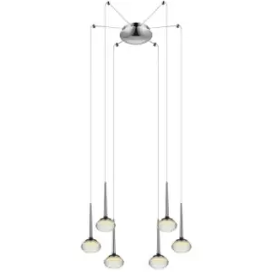 Image of Spring Contemporary LED Cluster Pendant Ceiling 6 Light Chrome, Glass 3000K