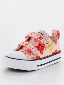 Image of Converse Chuck Taylor All Star Heart 2v Ox Infant Trainers - Pink/White , Pink/White, Size 7