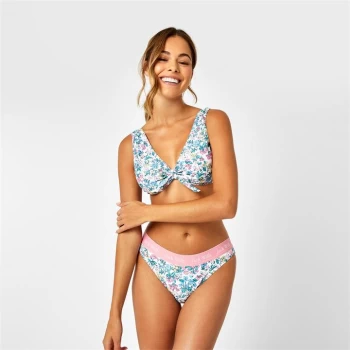 Image of Jack Wills Cartmore Tie Front Bikini Top - White Floral