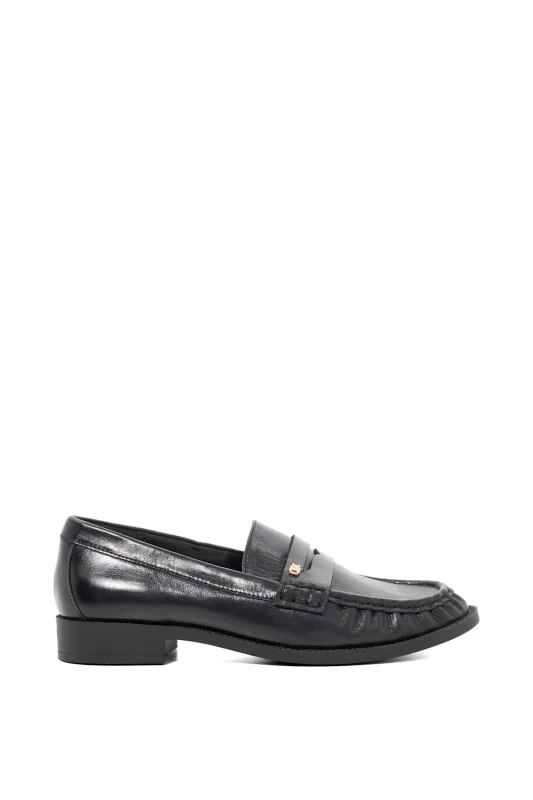 Image of Dune London Womens 'Galex' Leather Loafers in Black Size: 3 Black Female 3