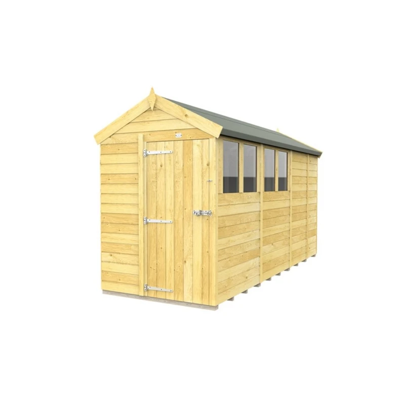 Image of Buttercup Farm 5 x 13 Feet Apex Shed - Single Door W/ Windows - L387 x W147 x H217cm in Brown Brown Unisex