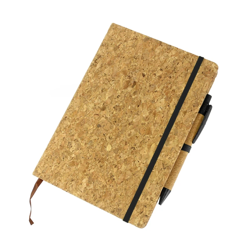 Image of Treat Republic A5 Cork Notebook and Pen with Green Trim Black