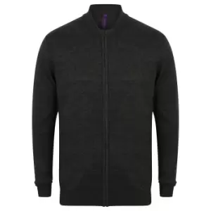 Image of Henbury Unisex Knitted Bomber Jacket (S) (Grey Marl)