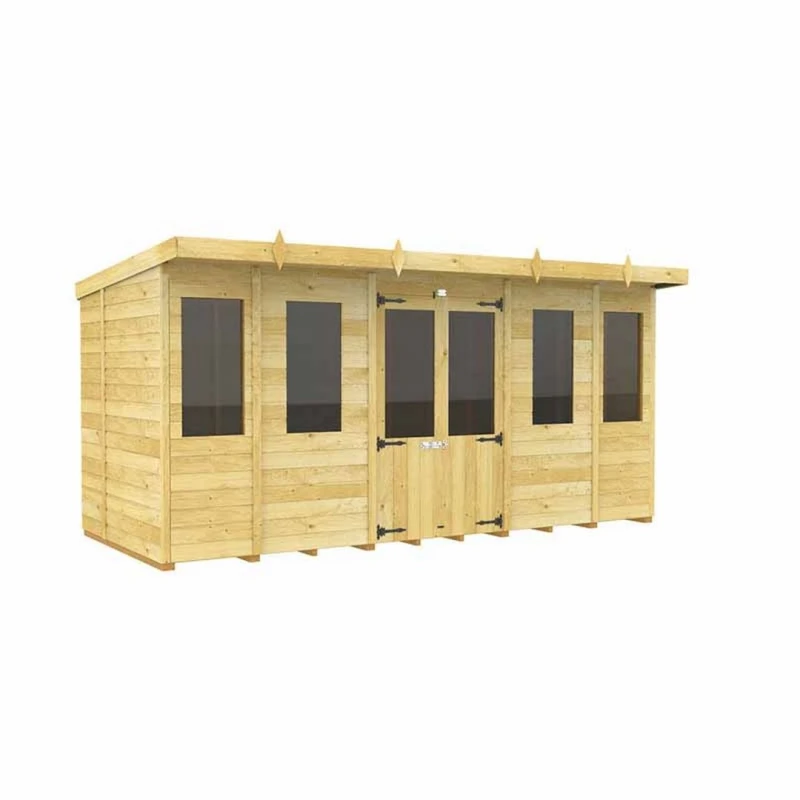 Image of Buttercup Farm 14ft x 6ft Pent Summer House - Wood - L178 x W417 x H201cm in Brown Brown Unisex