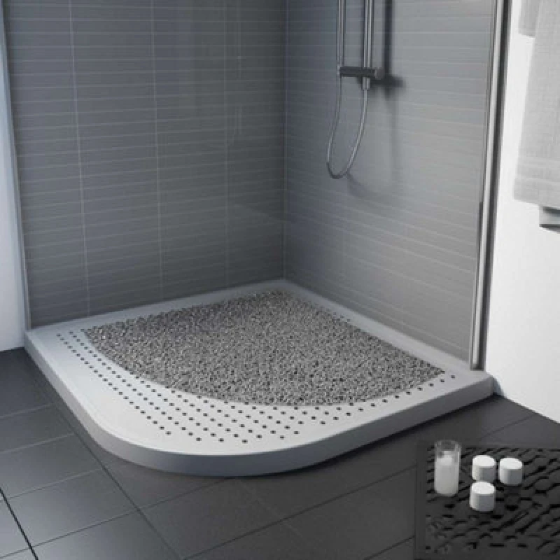 Image of Nicoman Anti Slip Pvc Loofah Corner Shower Mat Anti Mould Washable Mat - Quadrant 60X60Cm
