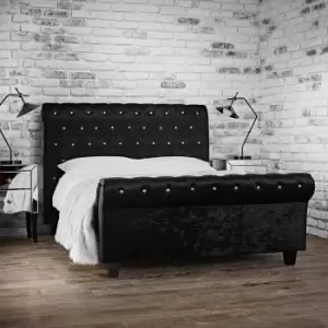 Image of LPD Isabella Double Bed Black Crushed Velvet