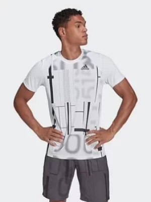 Image of adidas Club Tennis Graphic Tee, White/Black, Size S, Men