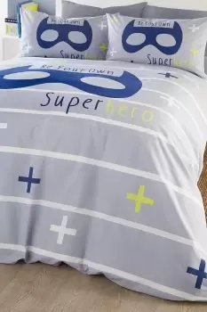 Image of Superhero' 100% Cotton Reversible Print Kids Duvet Cover Set