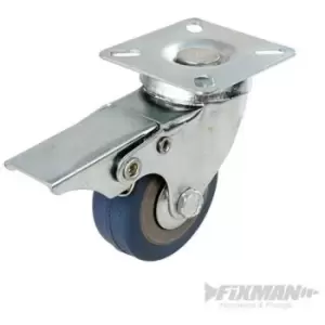 Image of 663584) Braked Swivel Rubber Castor 125mm 100kg - Fixman