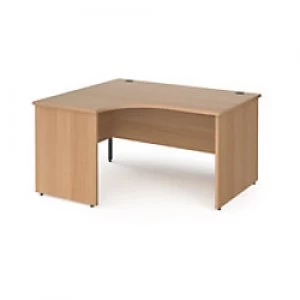 Image of Dams International Left Hand Ergonomic Desk with Beech Coloured MFC Top and Graphite Panel Ends and Silver Frame Corner Post Legs Contract 25 1400 x 1