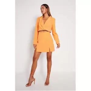 Image of I Saw It First Orange Tailored Cropped Blazer - Orange
