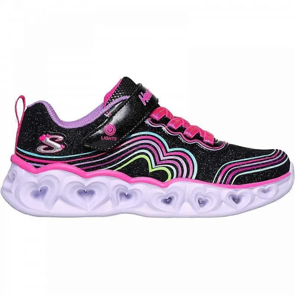 Image of Skechers Girls Heart Lights Retro Hearts Trainers UK Size 12 (EU 30) Black multi SKE2361-BKMT-12