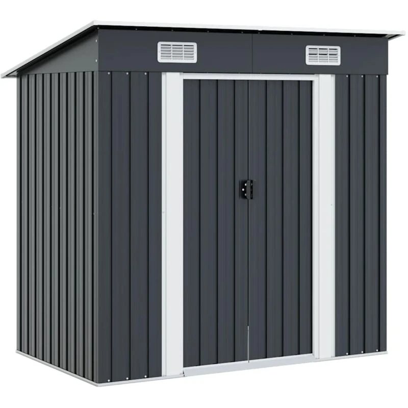 Image of vidaXL Garden Shed Anthracite Steel Building Outdoor Garage Storage House