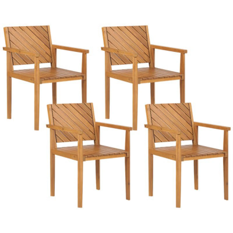 Image of Beliani Set Of 4 Garden Chairs Baratti Acacia Wood Brown