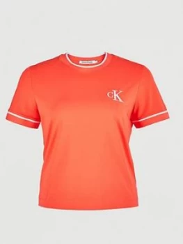 Image of Calvin Klein Jeans Plus Ck Embroidery Tipping T-Shirt - Pink