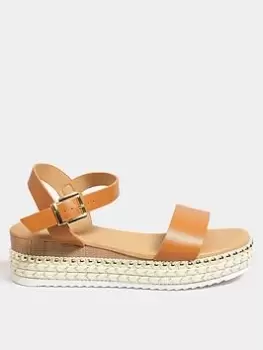 Image of Yours Extra Wide Fit Two Part Espadrille Brown, Brown, Size 5Eee, Women