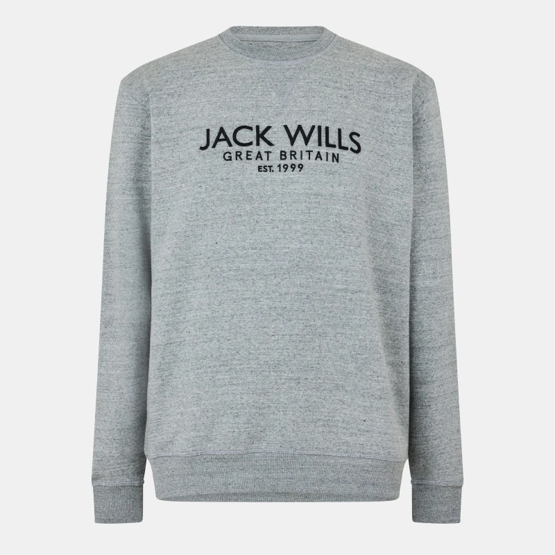 Image of Jack Wills Belvue Logo Sweatshirt Mens Grey Marl male XS