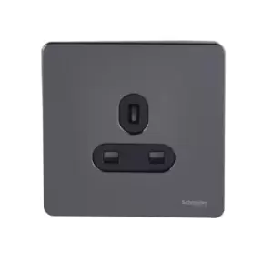 Image of Schneider USFP 13A Single Pole 1G Unswitched Socket Black Insert Black Nickel - GU3450BBN
