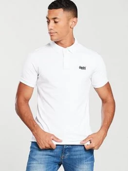 Image of Superdry Classic Pique Polo Shirt - White, Optic White, Size XS, Men