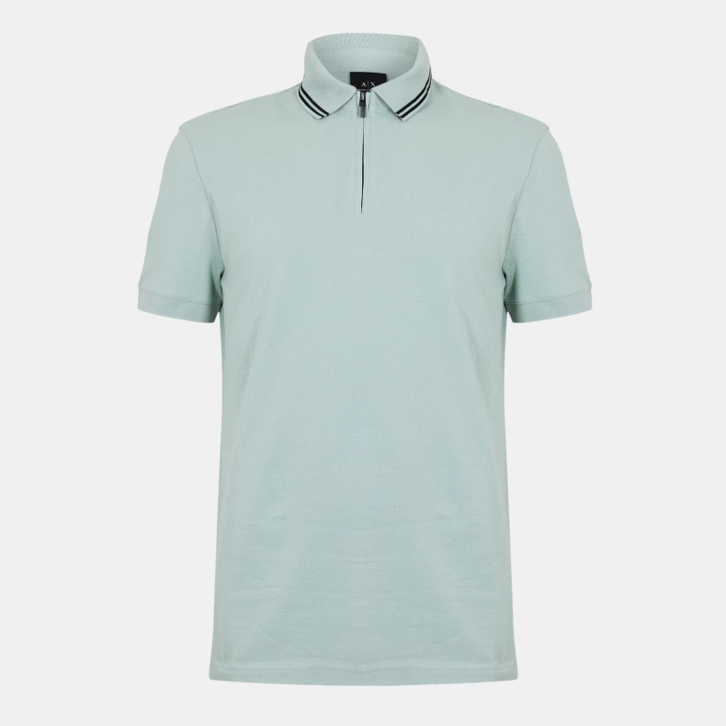 Image of Armani Exchange Mens Short Sleeve Polo Shirt Aqua Grey male S
