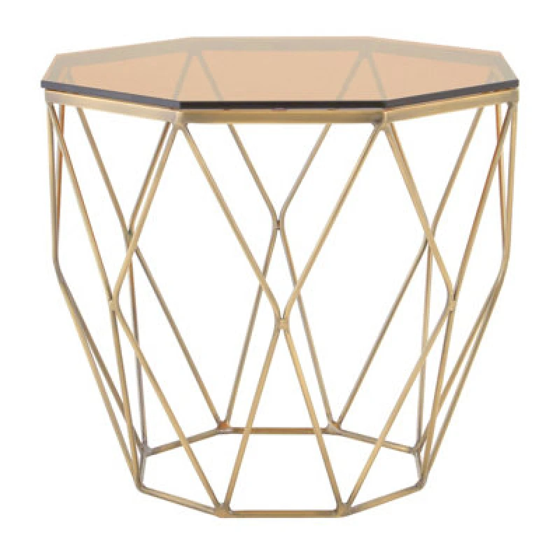 Image of Orsina Stunning End Table With Brushed Bronze Base, Versatile Sitting Room Side Table, Practical Lounge Room Table