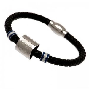Image of Leicester City FC Stainless Steel and Leather Crest Bracelet