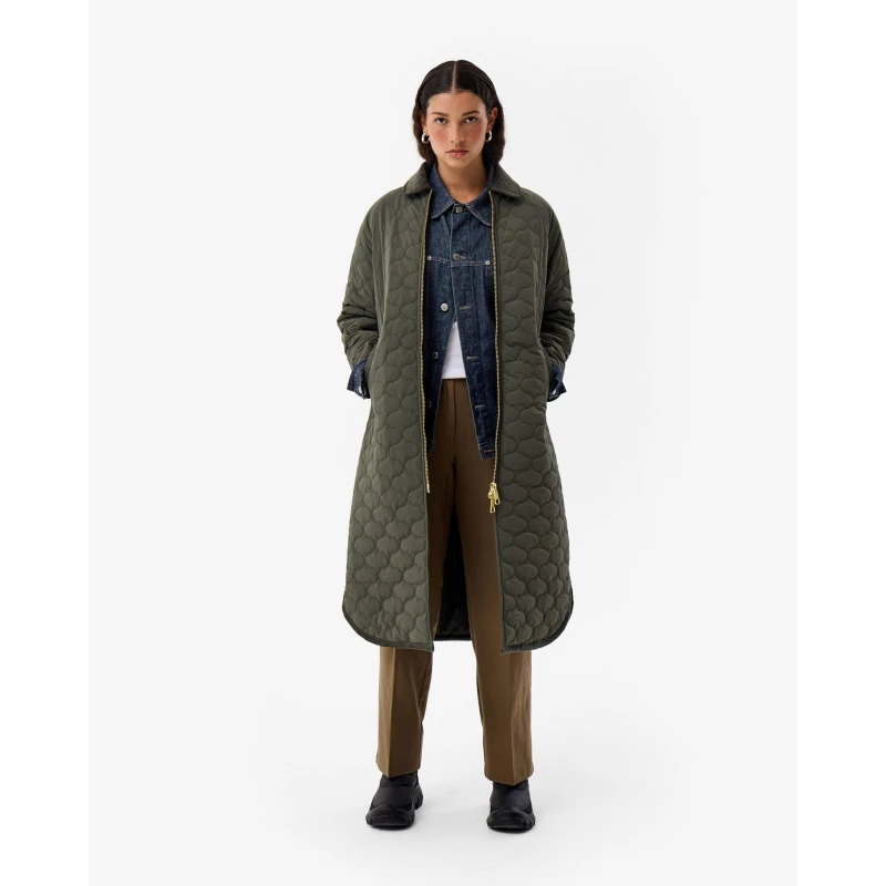 Image of Hunter Womens Fionn Lng Quilted Jacket Quilted Jackets 8 (XS) Green 66049515310