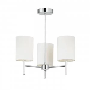 Image of 3 Light Semi Flush Multi Arm Ceiling Light Chrome, Off White Silk Effect, E14