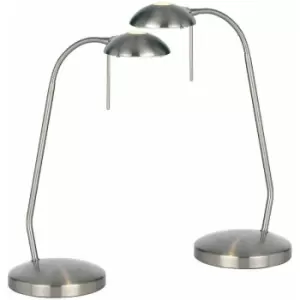 Image of 2 pack Touch Dimmer Table Lamp Light Satin Chrome & Adjustable Neck Reading